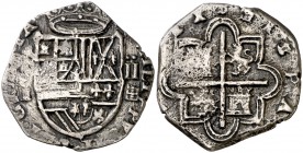 1590. Felipe II. Segovia. . 2 reales. (Cal. 525). 5,75 g. Fecha poco visible. Rara. MBC-.
