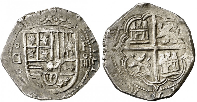 s/d. Felipe II. Granada. . 4 reales. (Cal. 296) 13,56 g. Dos palos en las armas ...