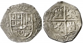 s/d. Felipe II. Granada. . 4 reales. (Cal. 296) 13,56 g. Dos palos en las armas de Aragón. Atractiva pátina. Escasa. MBC+.