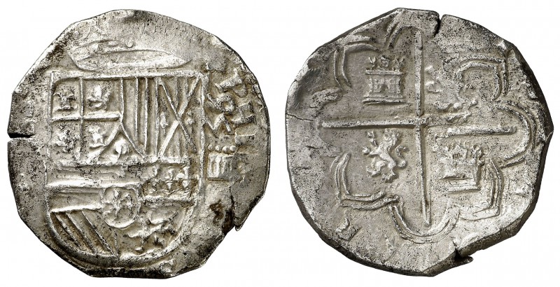1595. Felipe II. (Segovia). . 4 reales. (Cal. 363). 13,66 g. Armas de Flandes y ...