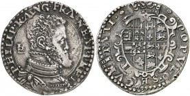 s/d. Felipe II. Nápoles. IBR. 1/2 ducado. (Vti. 349) (MIR. 160) (Pannuti-Riccio 5). 14,70 g. Con el título de rey de Inglaterra. Ex Áureo 01/07/1999, ...