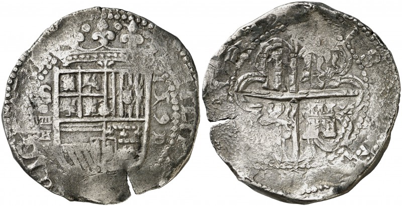 1591/0. Felipe II. Sevilla. H. 8 reales. (Cal. 245). 27,30 g. Ex Colección Isabe...