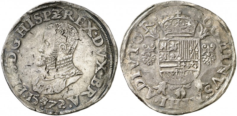 1572. Felipe II. Amberes. 1 escudo felipe. (Vti. 1199) (Vanhoudt 298.AN) (Van Ge...