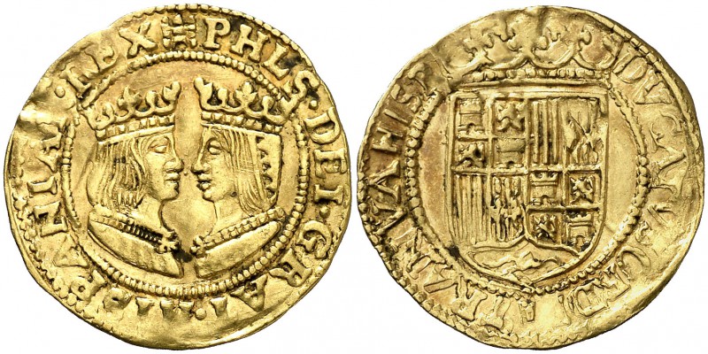 s/d. Felipe II. Hasselt. 1 ducado. (Vti. 1475) (Vanhoudt 420.HS) (Van Gelder & H...