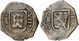 1619. Felipe III. Valladolid. 8 maravedís. (Cal. 903). 7,21 g. Bella. Escasa así. EBC.