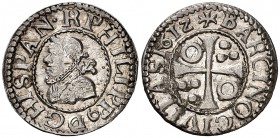 1612. Felipe III. Barcelona. 1/2 croat. (Cal. 535) (Cru.C.G. 4342b). 1,57 g. Bella. Brillo original. Escasa así. EBC+.