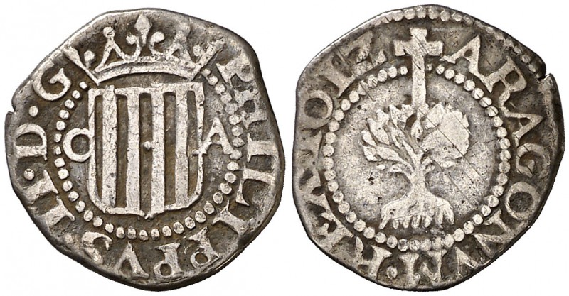 1612. Felipe III. Zaragoza. 1/2 real. (Cal. 586). 1,57 g. Rayitas en reverso. Es...