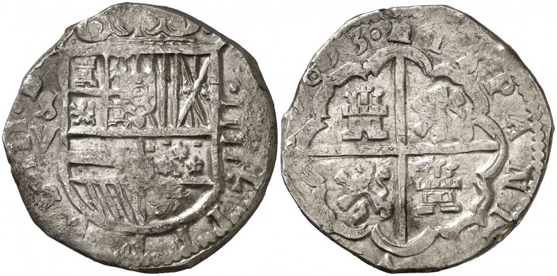 1613. Felipe III. Sevilla. V. 4 reales. (Cal. 279). 13,89 g. La fecha empieza a ...