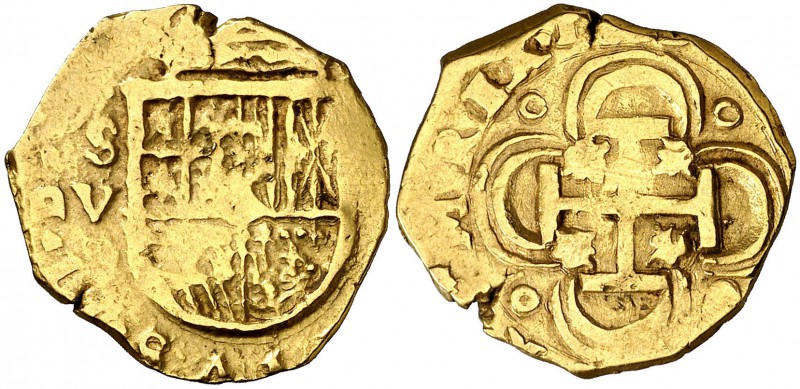 (1611 a 1615). Felipe III. Sevilla. V. 2 escudos. (Cal. tipo 21). 6,70 g. Escasa...