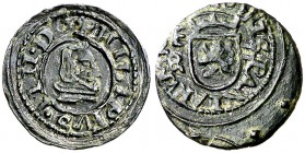 (16)63. Felipe IV. Segovia. . 2 maravedís. (Cal. 1561). 0,49 g. Acuñación desplazada en reverso. Muy rara. MBC+.