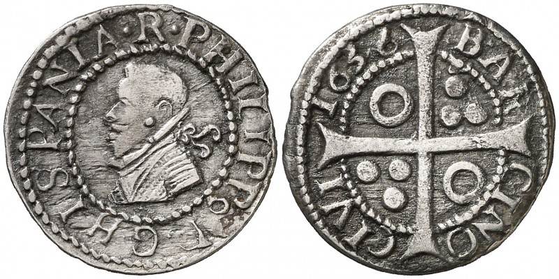 1636. Felipe IV. Barcelona. 1 croat. (Cal. 977) (Cru.C.G. 4414d). 2,91 g. Ex Col...