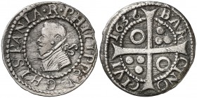 1636. Felipe IV. Barcelona. 1 croat. (Cal. 977) (Cru.C.G. 4414d). 2,91 g. Ex Colección Crusafont, 27/10/2011, nº 1201. Escasa. MBC+.