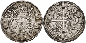 1682. Carlos II. Segovia. M. 2 reales. (Cal. 639). 7,26 g. Buen ejemplar. Rara. MBC+.
