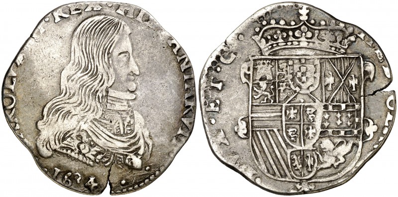 1694. Carlos II. Milán. 1/2 felipe. (Vti. 17) (MIR. 388/2) (Crippa 8). 13,55 g. ...