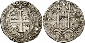1683. Carlos II. Potosí. V. 8 reales. (Cal. 319) (Lázaro 210). 28,28 g. Redonda. Tipo de presentación real. Leyendas de ambas caras separadas por . Pe...