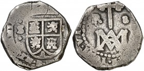 1691. Carlos II. Sevilla. M. 8 reales. (Cal. 432). 21,37 g. Tipo "María". Muy rara. MBC-.