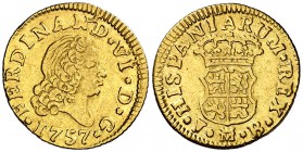 1757. Fernando VI. Madrid. JB. 1/2 escudo. (Cal. 255). 1,75 g. MBC-.