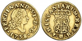 1758. Fernando VI. Madrid. JB. 1/2 escudo. (Cal. 256). 1,61 g. MBC.