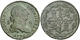 1776. Carlos III. Segovia. 8 maravedís. (Cal. 1886). 11,98 g. Buen ejemplar. Escasa y más así. MBC+/EBC-.