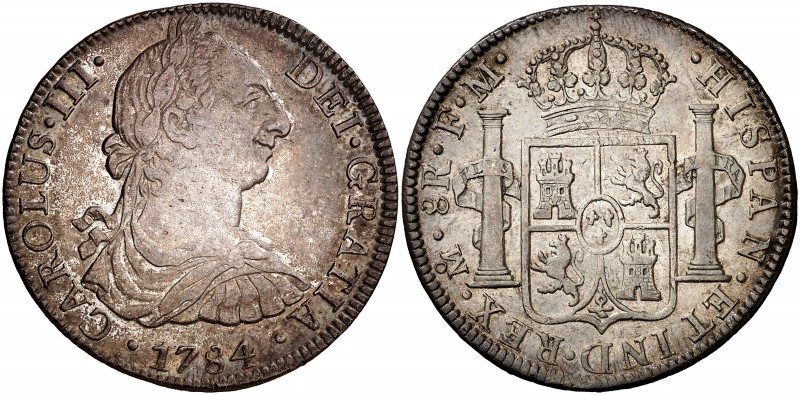 1784. Carlos III. México. FM. 8 reales. (Cal. 936). 26,94 g. Pátina. MBC+/EBC-....