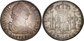 1784. Carlos III. México. FM. 8 reales. (Cal. 936). 26,94 g. Pátina. MBC+/EBC-.