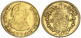 1774. Carlos III. Madrid. PJ. 1/2 escudo. (Cal. 768). 1,76 g. MBC-/MBC.