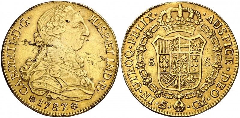 1787. Carlos III. Sevilla. CM. 8 escudos. (Cal. 262) (Cal.Onza 968). 26,96 g. Ho...