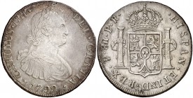 1792. Carlos IV. Potosí. PR. 8 reales. (Cal. 713). 26,91 g. MBC/MBC+.