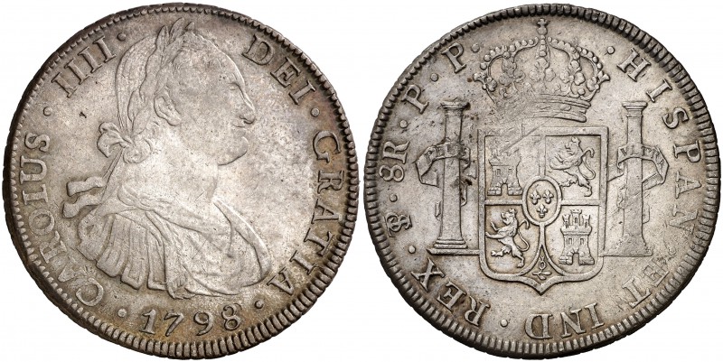 1798. Carlos IV. Potosí. PP. 8 reales. (Cal. 721). 27,01 g. Buen ejemplar. MBC+....