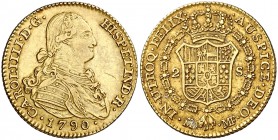 1790. Carlos IV. Madrid. MF. 2 escudos. (Cal. 324). 6,76 g. Rayita. MBC+.