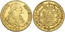 1796/4. Carlos IV. Madrid. MF. 2 escudos. (Cal. 332). 6,70 g. Golpecito. MBC+.