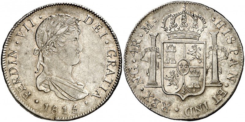 1815/4. Fernando VII. Guatemala. M. 4 reales. (Cal. 728 var). 13,42 g. Leves gol...