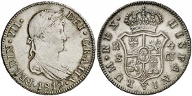 1819. Fernando VII. Sevilla. CJ. 4 reales. (Cal. 812). 13,58 g. Insignificante hojita. Bella. Ex Colección Mariana Pineda, Áureo 16/11/2005, nº 401. R...