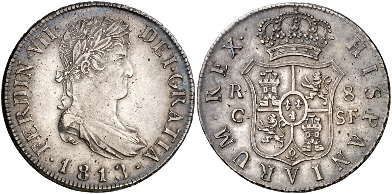 1813. Fernando VII. Catalunya (Mallorca). SF. 8 reales. (Cal. 383). 26,87 g. Seg...