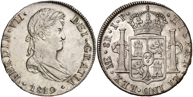 1819. Fernando VII. Lima. JP. 8 reales. (Cal. 487). 26,94 g. Leves marquitas. Pa...