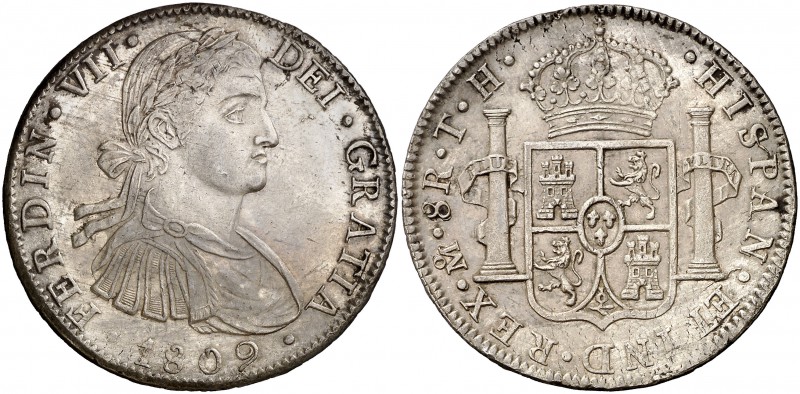 1809. Fernando VII. México. TH. 8 reales. (Cal. 539). 26,93 g. Busto imaginario....