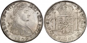 1809. Fernando VII. México. TH. 8 reales. (Cal. 539). 26,93 g. Busto imaginario. Buen ejemplar. Parte de brillo original. EBC-.
