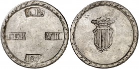 1809. Fernando VII. Tarragona. 5 pesetas. (Cal. 653). 26,47 g. MBC.