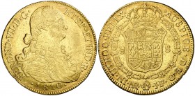 1810. Fernando VII. Santa Fe de Nuevo Reino. JF. 8 escudos. (Cal. 95) (Cal.Onza 1314) (Restrepo 127-8). 26,96 g. Golpecitos. MBC.