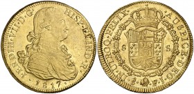 1817. Fernando VII. Santiago. FJ. 8 escudos. (Cal. 125) (Cal.Onza 1364). 27,01 g. Parte de brillo original. MBC+/EBC-.