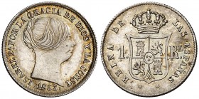 1853. Isabel II. Barcelona. 1 real. (Cal. 398). 1,24 g. Bella. EBC+.