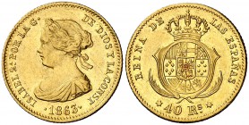 1863. Isabel II. Madrid. 40 reales. (Cal. 105). 3,38 g. MBC/MBC+.