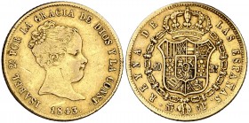 1843. Isabel II. Madrid. CL. 80 reales. (Cal. 76). 6,71 g. Rayitas. MBC-/MBC.