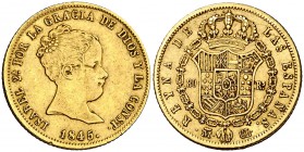 1845. Isabel II. Madrid. CL. 80 reales. (Cal. 78). 6,74 g. Escasa. MBC/MBC+.