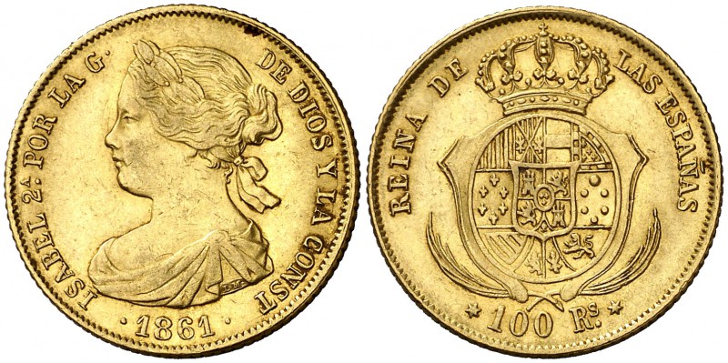 1861. Isabel II. Madrid. 100 reales. (Cal. 26). 8,37 g. EBC-.