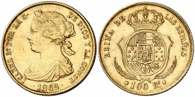 1862. Isabel II. Sevilla. 100 reales. (Cal. 40). 8,37 g. EBC-.