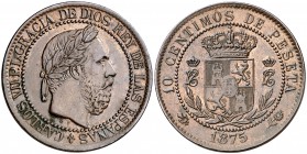 1875. Carlos VII. Oñate. 10 céntimos. (Cal. 8). 10 g. Buen ejemplar. MBC+.