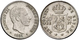 1885. Alfonso XII. Manila. 10 centavos. (Cal. 98). 2,57 g. Bella. EBC.