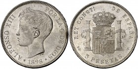 1898*1898. Alfonso XIII. SGV. 5 pesetas. (Cal. 27). 25,09 g. Bella. EBC+.