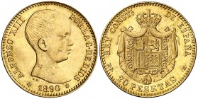 1890*1890. Alfonso XIII. MPM. 20 pesetas. (Cal. 5). 6,45 g. EBC.